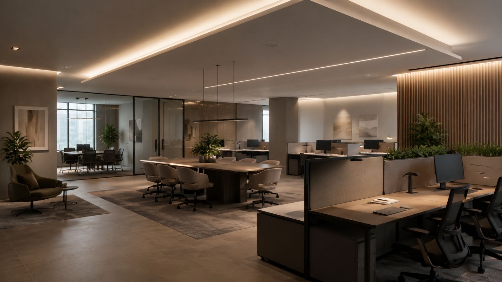 Tiêu Chuẩn Ánh Sáng Trong Văn Phòng Giúp Tối Ưu Hiệu Suất 2026 6 Hệ thống HCL tự động điều chỉnh nhiệt độ màu và độ rọi của đèn LED