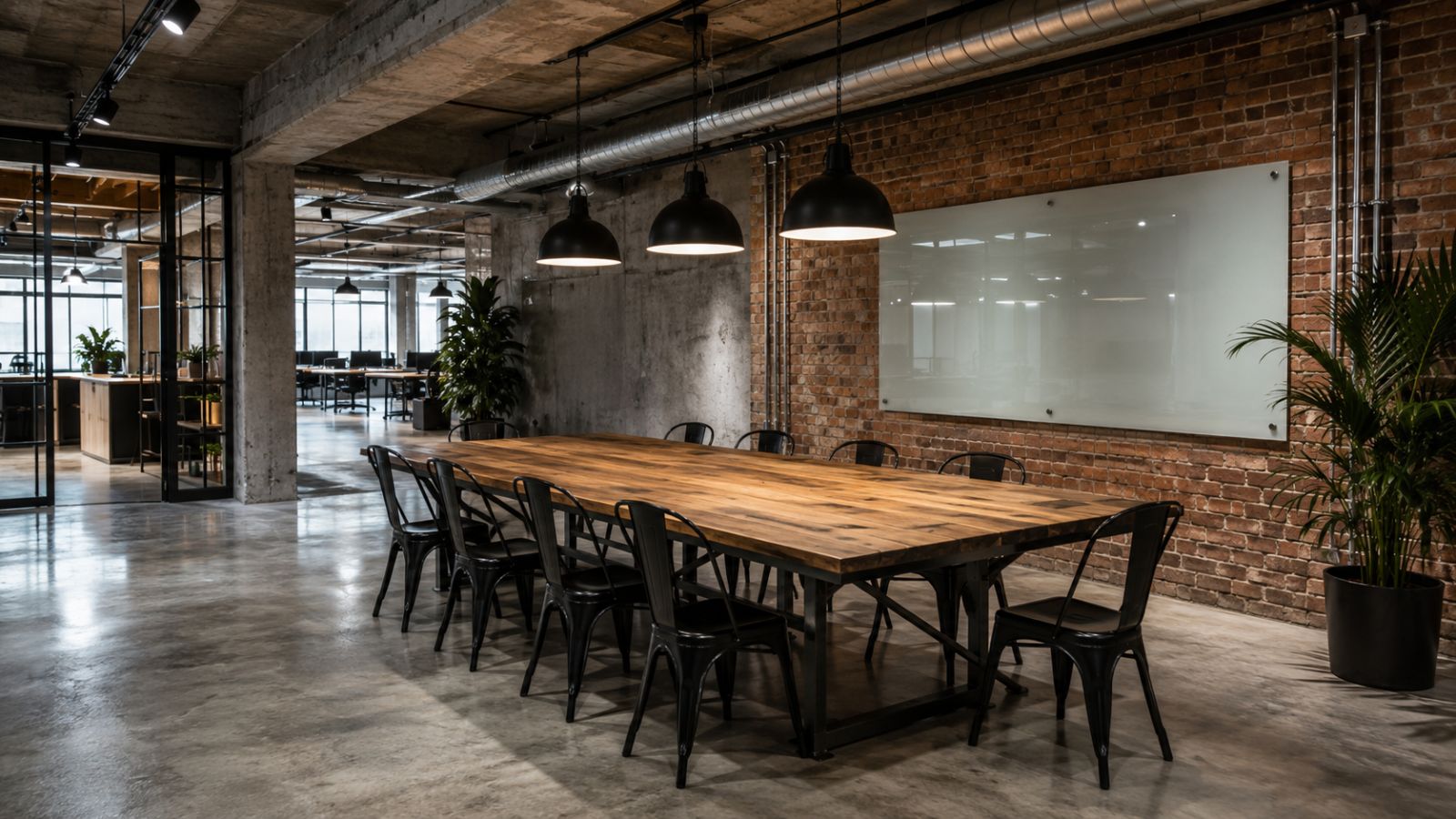 Ý Tưởng Thiết Kế Văn Phòng 300m2 Theo Xu Hướng Được Ưa Chuộng 14 Khu vực pantry với tường gạch thô