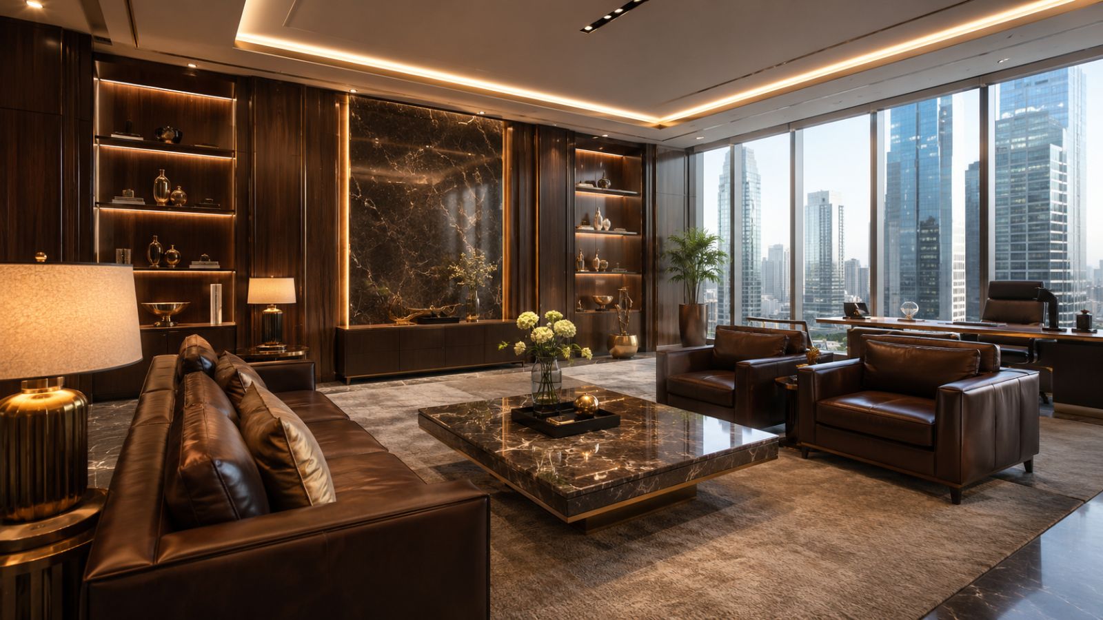 Ý Tưởng Thiết Kế Văn Phòng 300m2 Theo Xu Hướng Được Ưa Chuộng 13 Phòng giám đốc phong cách luxury