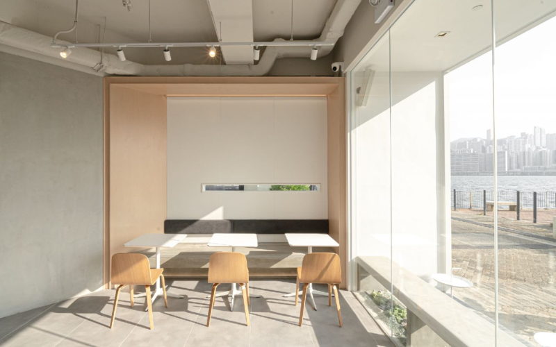 Phong cách quán cafe văn phòng tối giản 