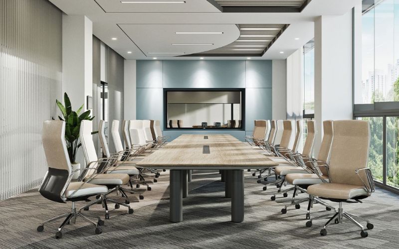 Không gian họp được bố trí theo chuẩn công thái học, tăng sự tập trung.