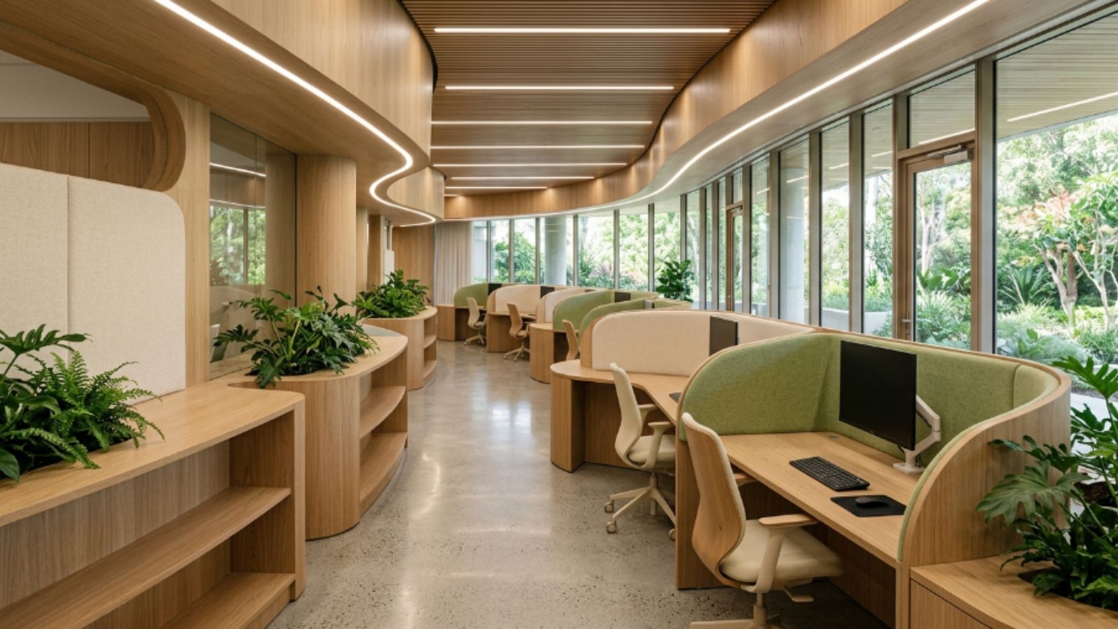 Phong Cách Eco Là Gì? 30+ Mẫu Thiết Kế Văn Phòng Phong cách Eco 18 Văn phòng Modern Eco sử dụng kiến trúc bo cong