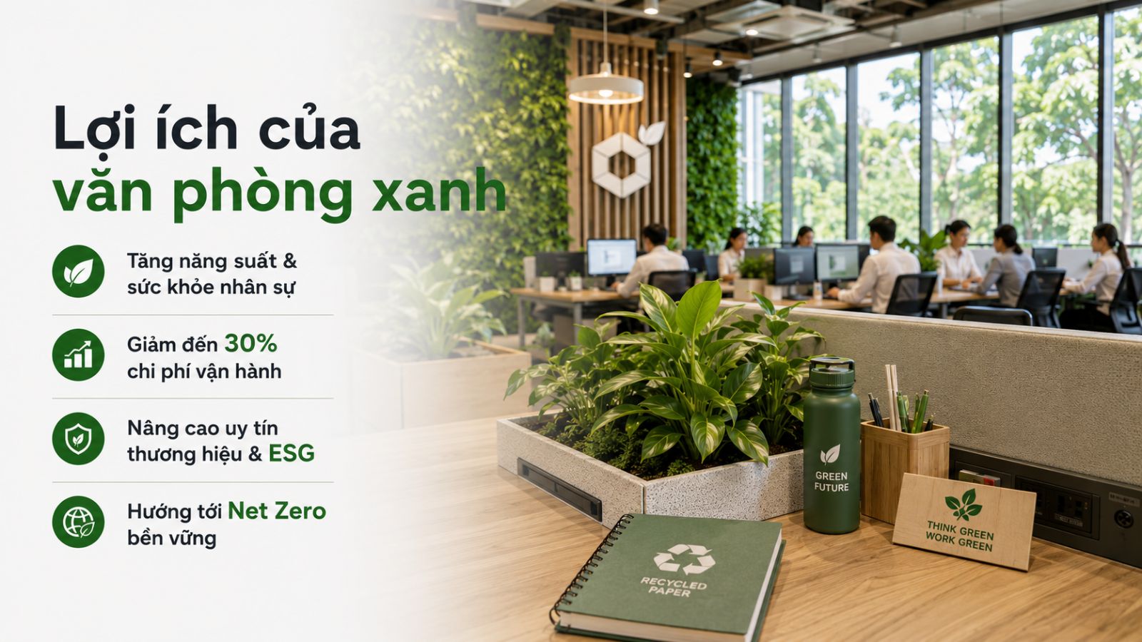 Một số lợi ích mà văn phòng xanh mang đến