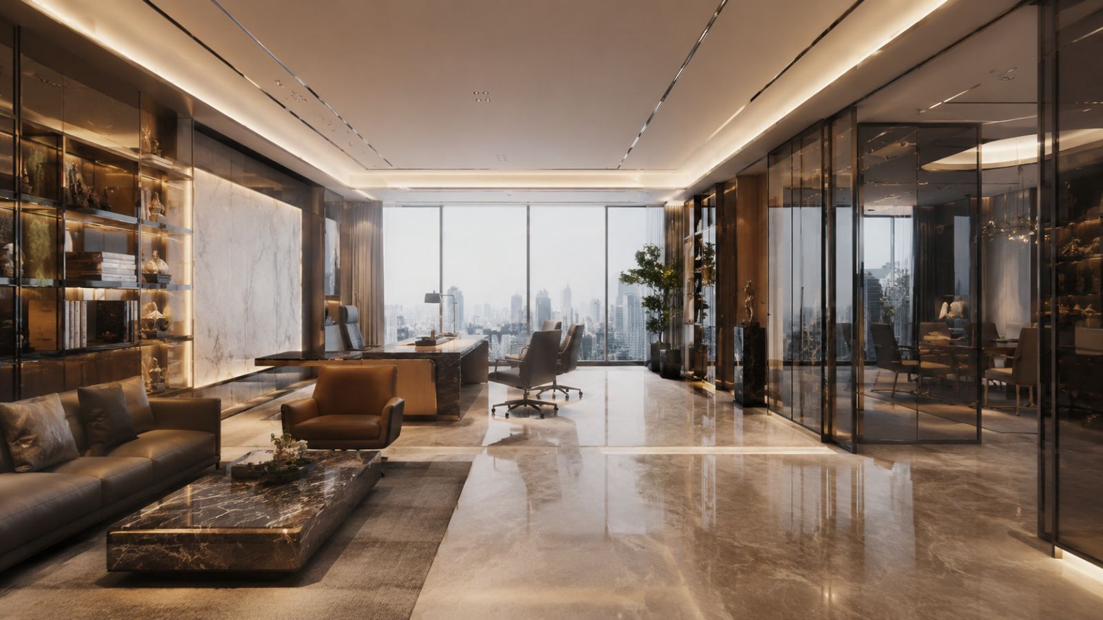 Thiết kế văn phòng 100m2 phong cách tân cổ điển