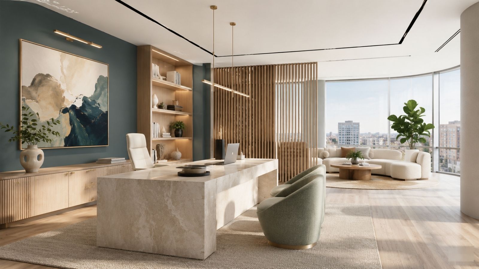 Sử dụng vật liệu nội thất cao cấp như gỗ MDF chống ẩm kết hợp kính cường lực