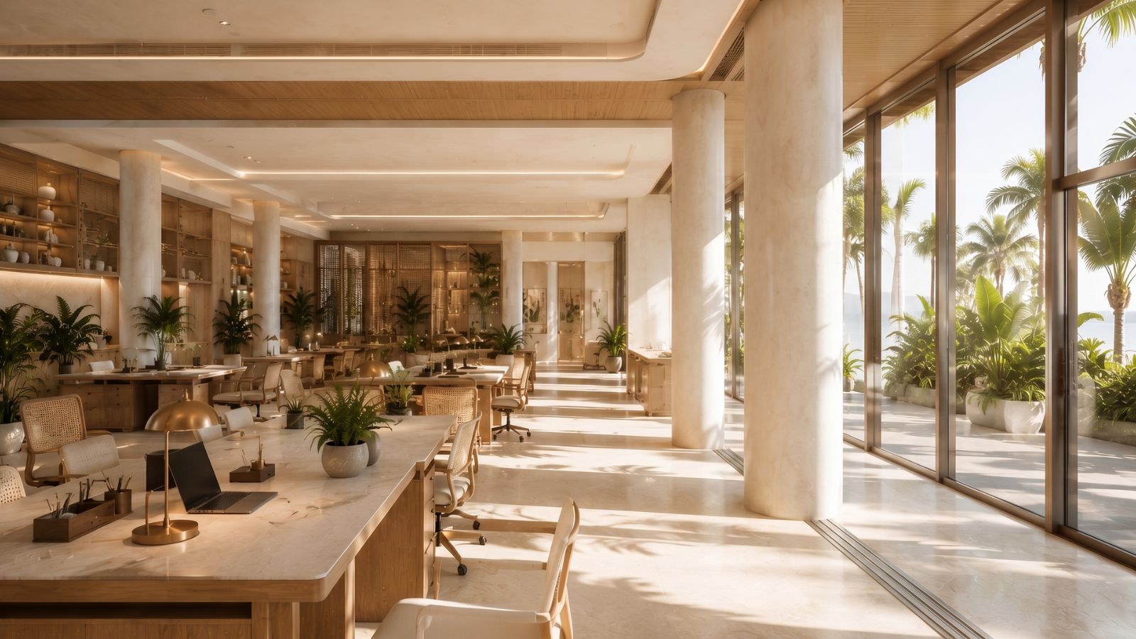 Phong Cách Thiết Kế Indochine (Đông Dương) Sang Trọng 2026 12 Sử dụng hệ cửa kính lớn đóng ánh sáng tự nhiên