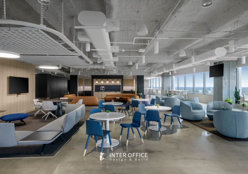 Văn phòng mở với phong cách công nghiệp