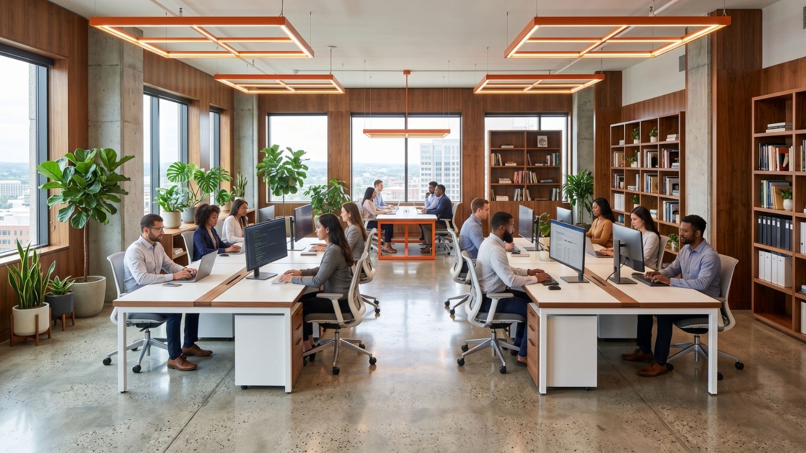 Thiết kế văn phòng industrial với không gian mở