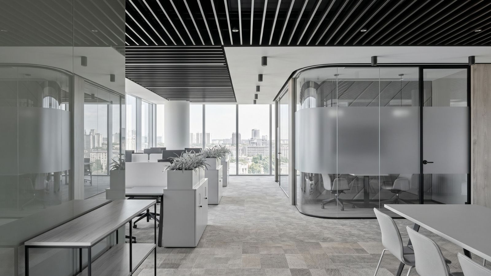 Nội thất kim loại đặc trưng trong văn phòng công nghiệp