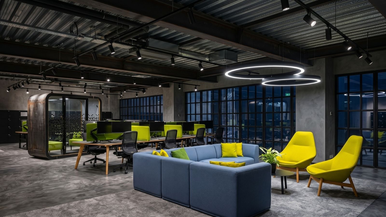 thiết kế văn phòng công nghiệp kết hợp thiết kế hiện đại