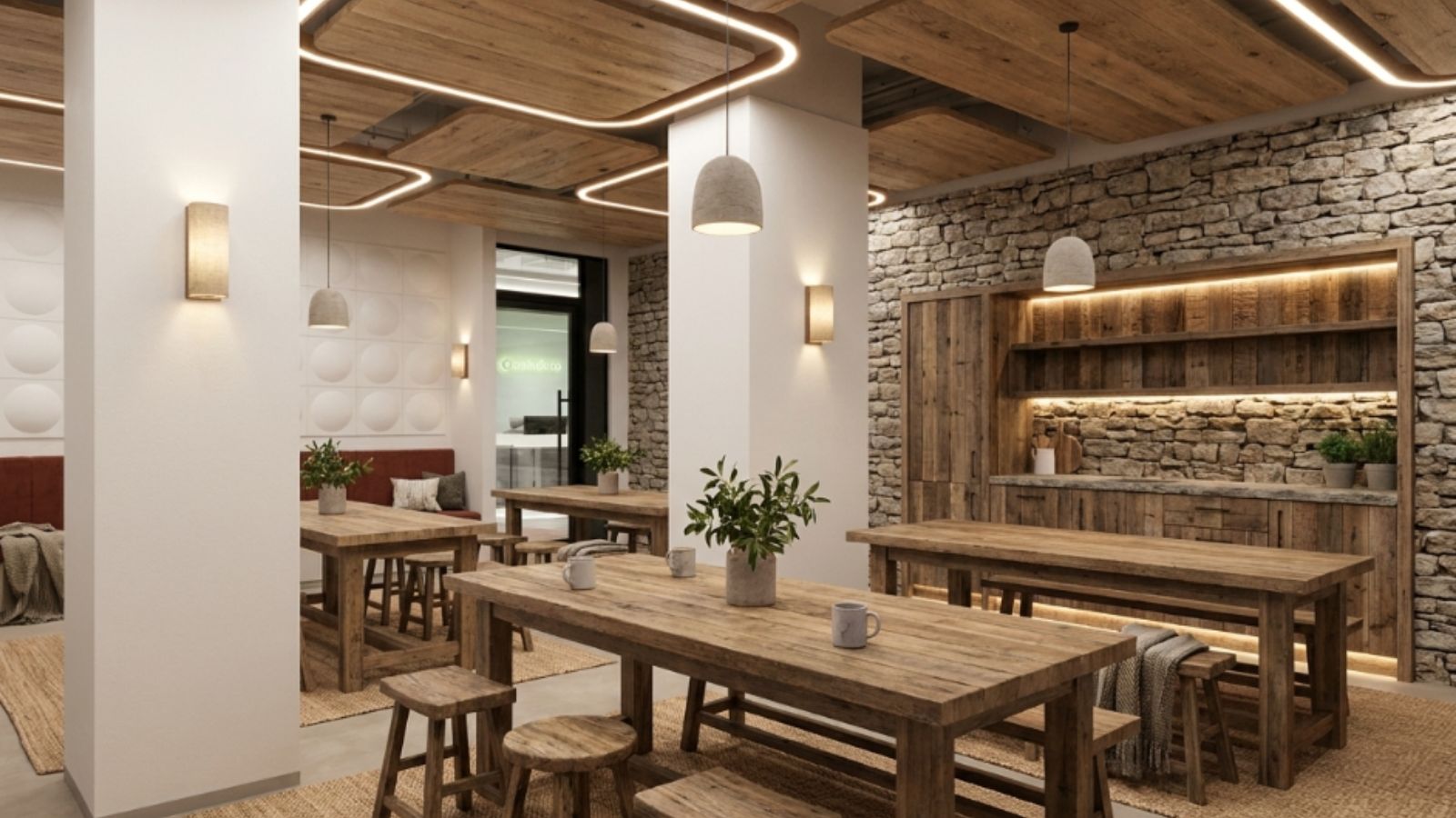 Phong cách mộc mạc (Rustic) cho văn phòng khu vực pantry