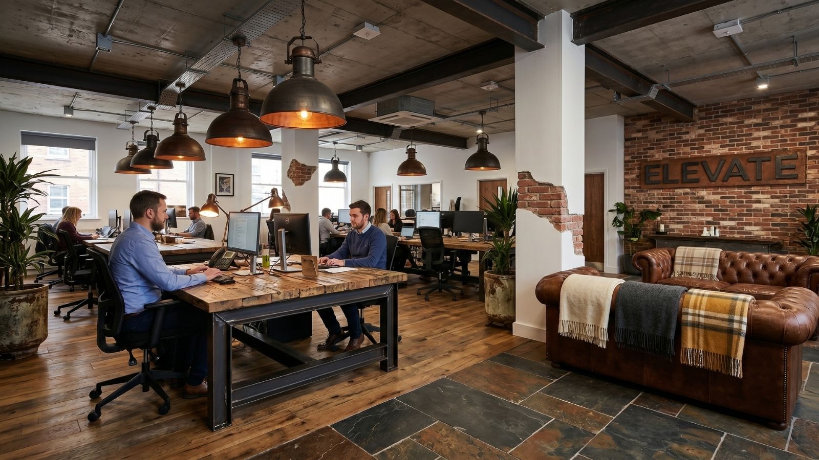 thiết kế văn phòng phong cách rustic