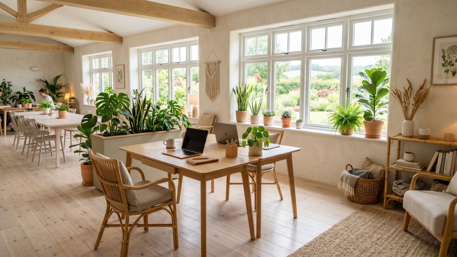 Deco các cây xanh trong văn phòng rustic đồng quê