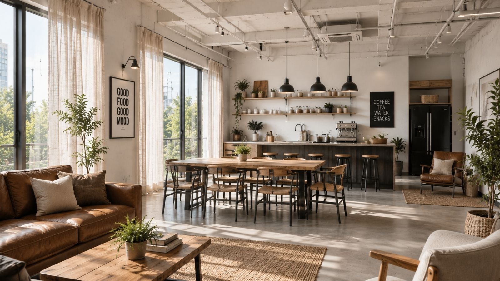 Khu vực pantry được tận dụng các vật liệu như vải nilen, da thuộc và vải bố