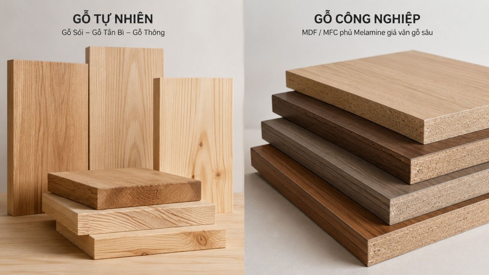 Sử dụng gỗ tự nhiên và gỗ công nghiệp tron thi công văn phòng