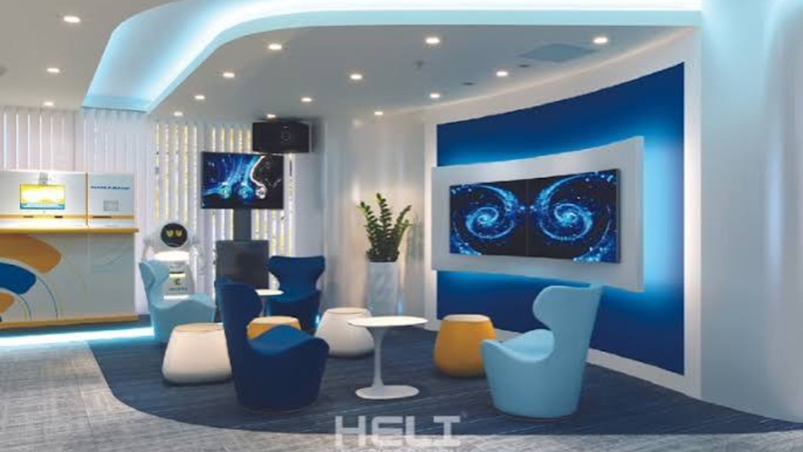 Top 19+ Công Ty Thiết Kế Nội Thất Văn Phòng Uy Tín 2026 17 Văn phòng hiện đại ứng dụng công nghệ với sắc màu xanh dương