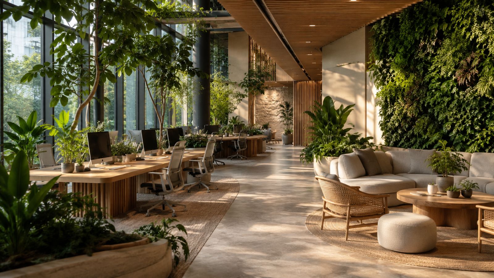 Văn phòng xanh Biophilic Design - thoáng mát, ánh sáng tự nhiên