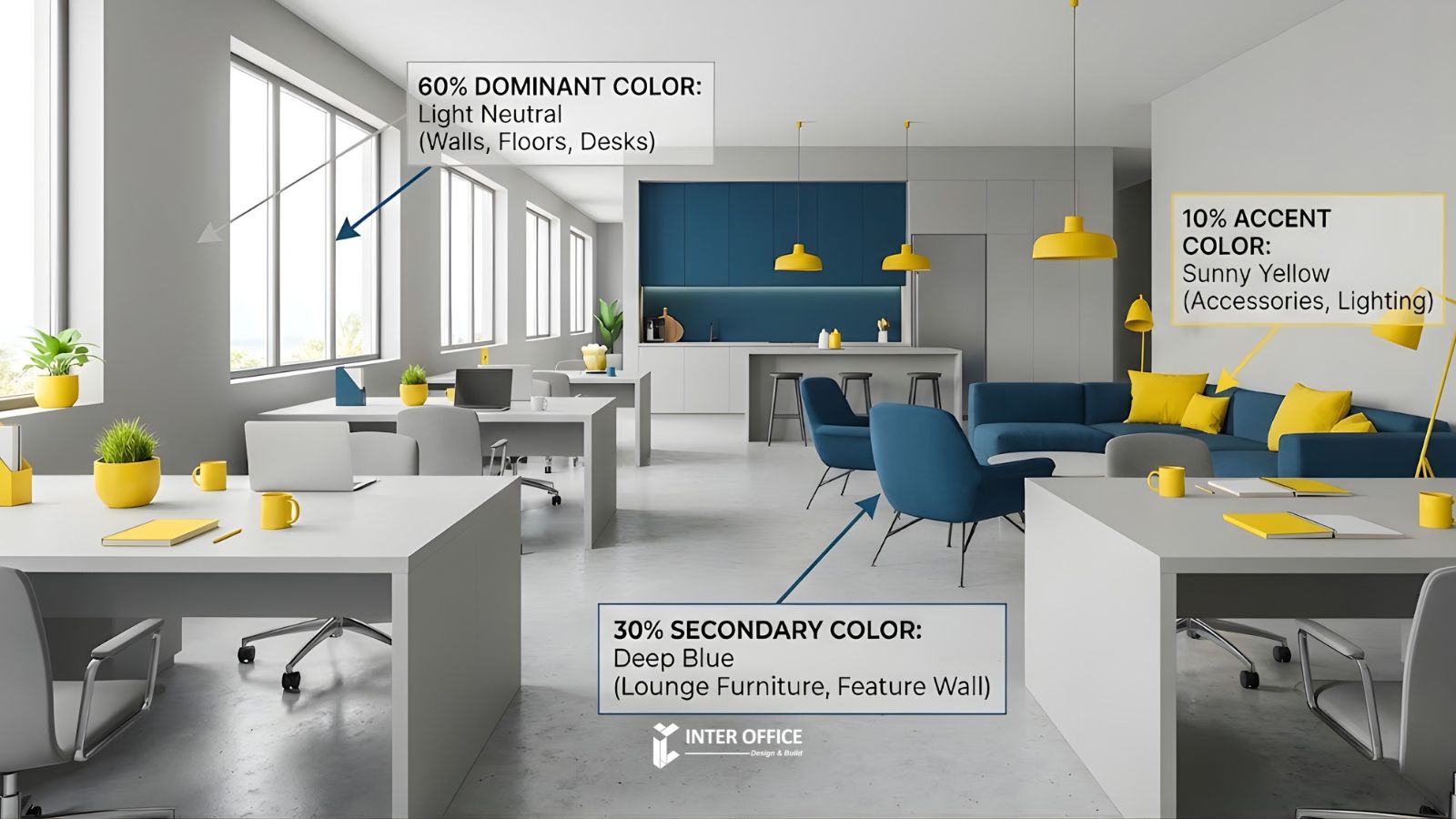 Quy tắc phối màu 60-30-10 tâm lý học màu sắc trong thiết kế nội thất