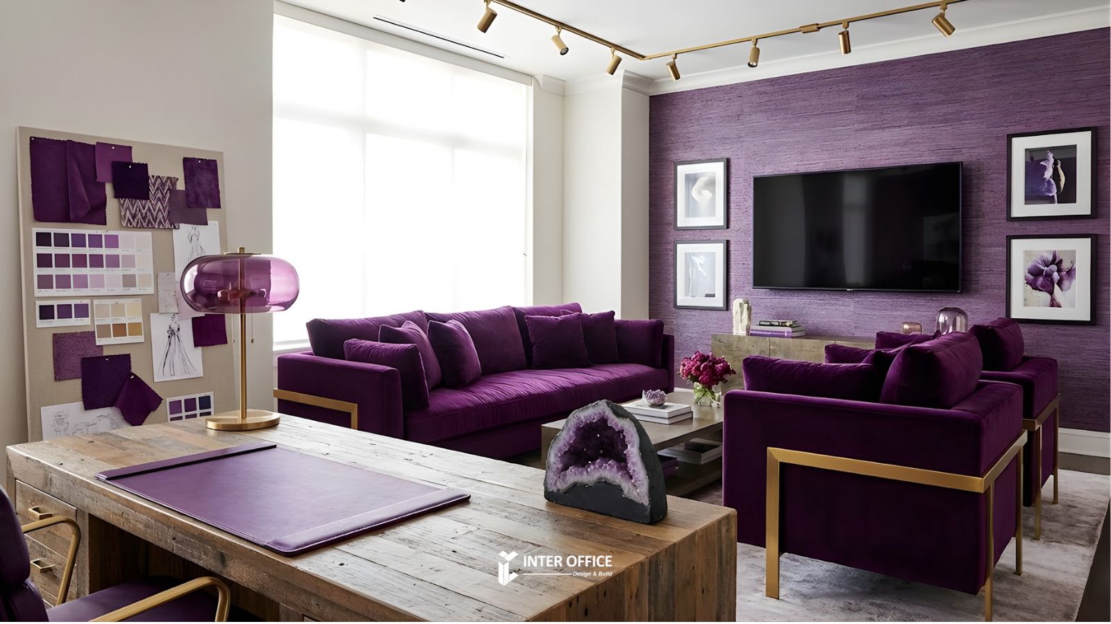 Tâm lý học màu sắc trong thiết kế văn phòng màu tím thể hiện sự quyền quý