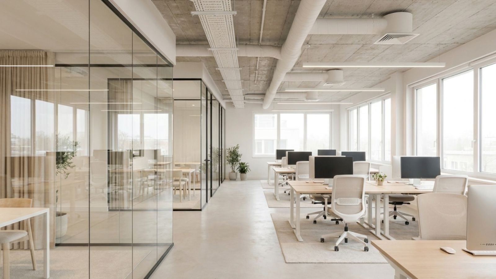 thiết kế văn phòng hiện đại nhỏ sử dụng vách ngăn thông minh