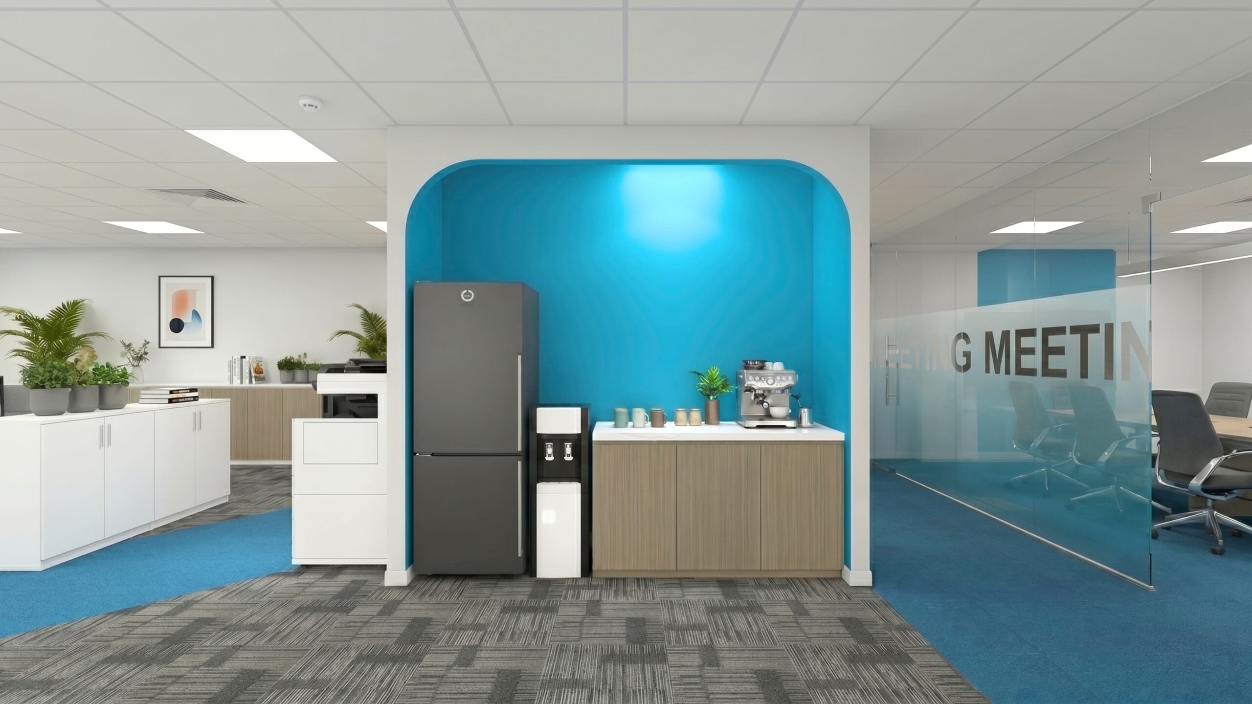 Xu Hướng Thiết Kế Văn Phòng Hiện Đại, Phổ Biến Và Mới Nhất 2026 24 Pantry văn phòng Anest Iwata