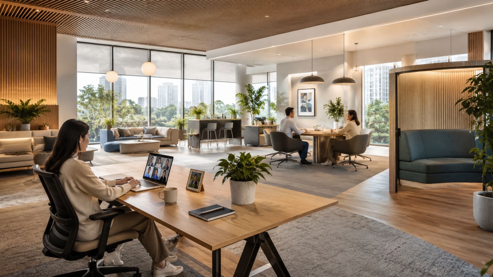 Hybrid working - giúp cân bằng giữa công việc và cuộc sống, tăng trải nghiệm nhân viên, tạo không gian làm việc linh hoạt, giảm chi phí