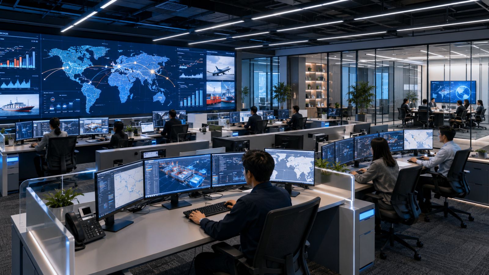 Mẫu văn phòng Logistics hiện đại hợp lý công nghệ điều phối