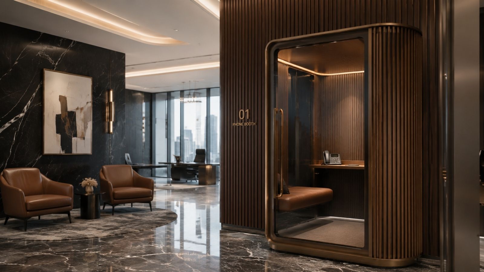 Tích hợp điện thoại và màn hình Led trong phone booth để nhân viên gọi điện