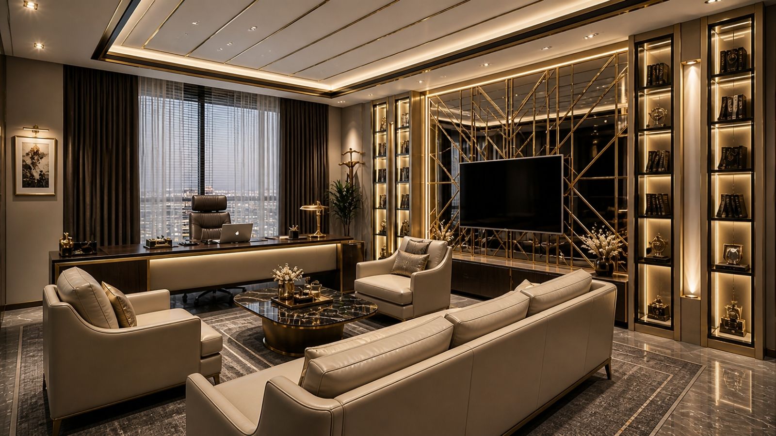 thiết kế phòng làm việc giám đốc theo phong cách art deco