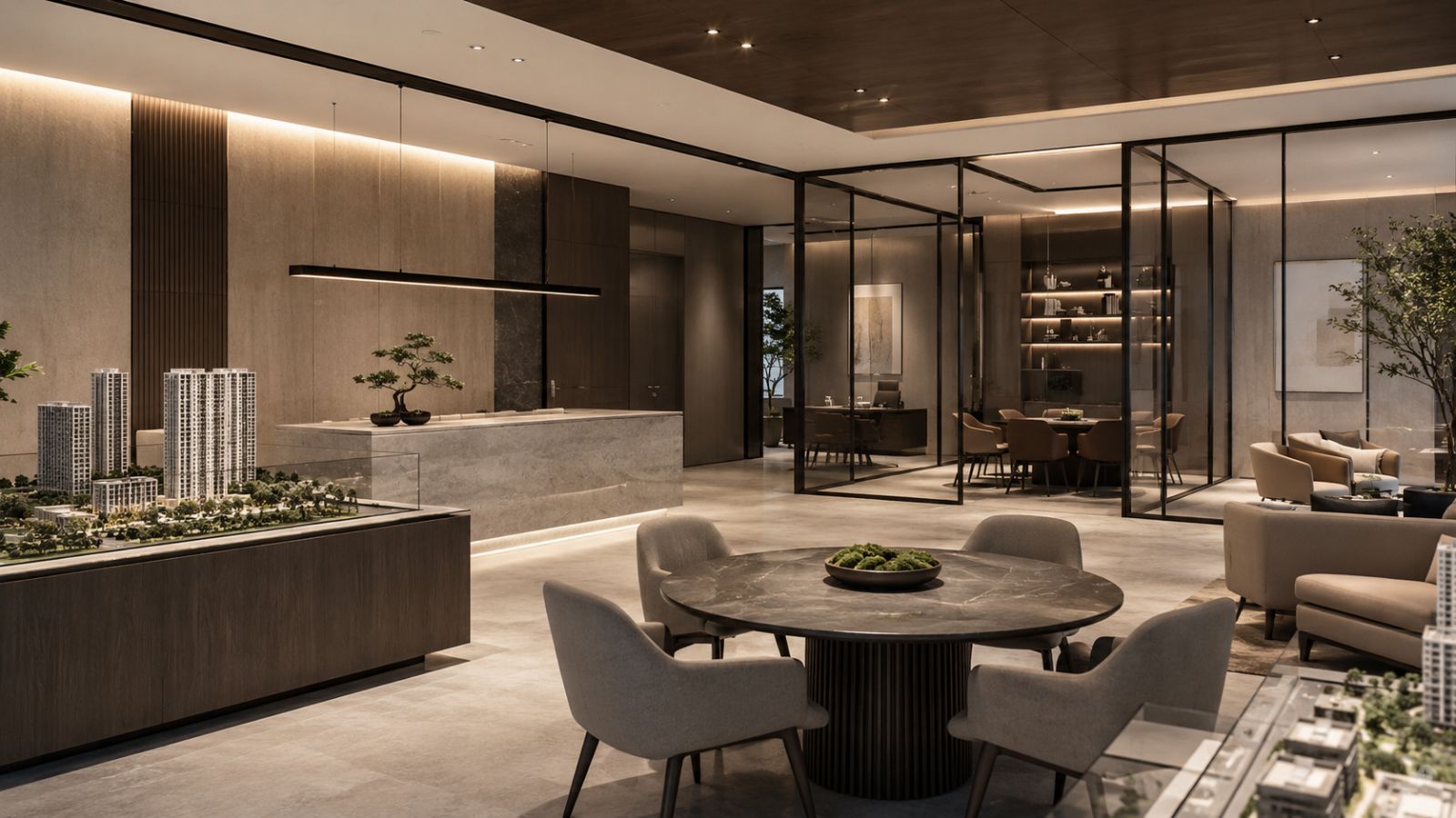 Mẫu văn phòng công ty bất động sản nước ngoài phong cách luxury