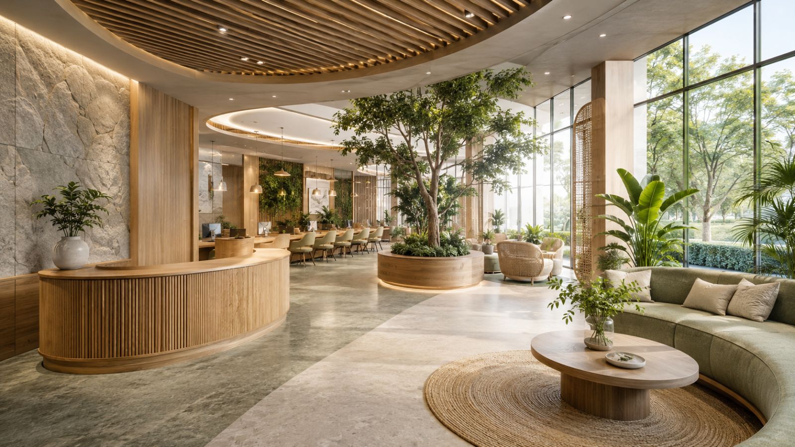 Mẫu văn phòng giao dịch phong cách eco hiện đại