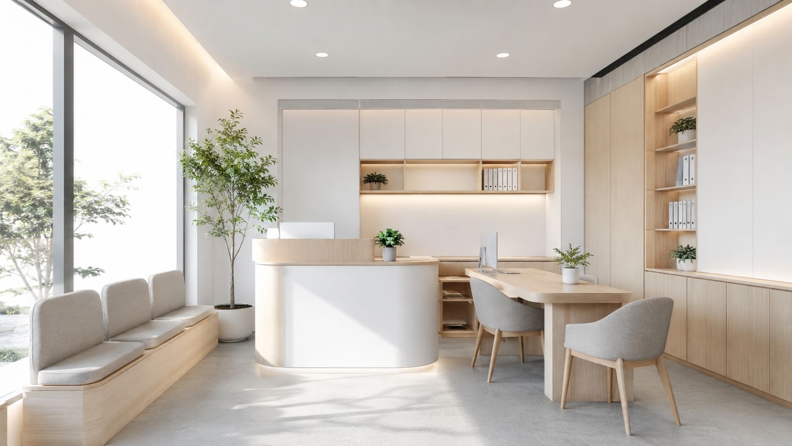 Mẫu văn phòng giao dịch nhỏ phong cách tối giản