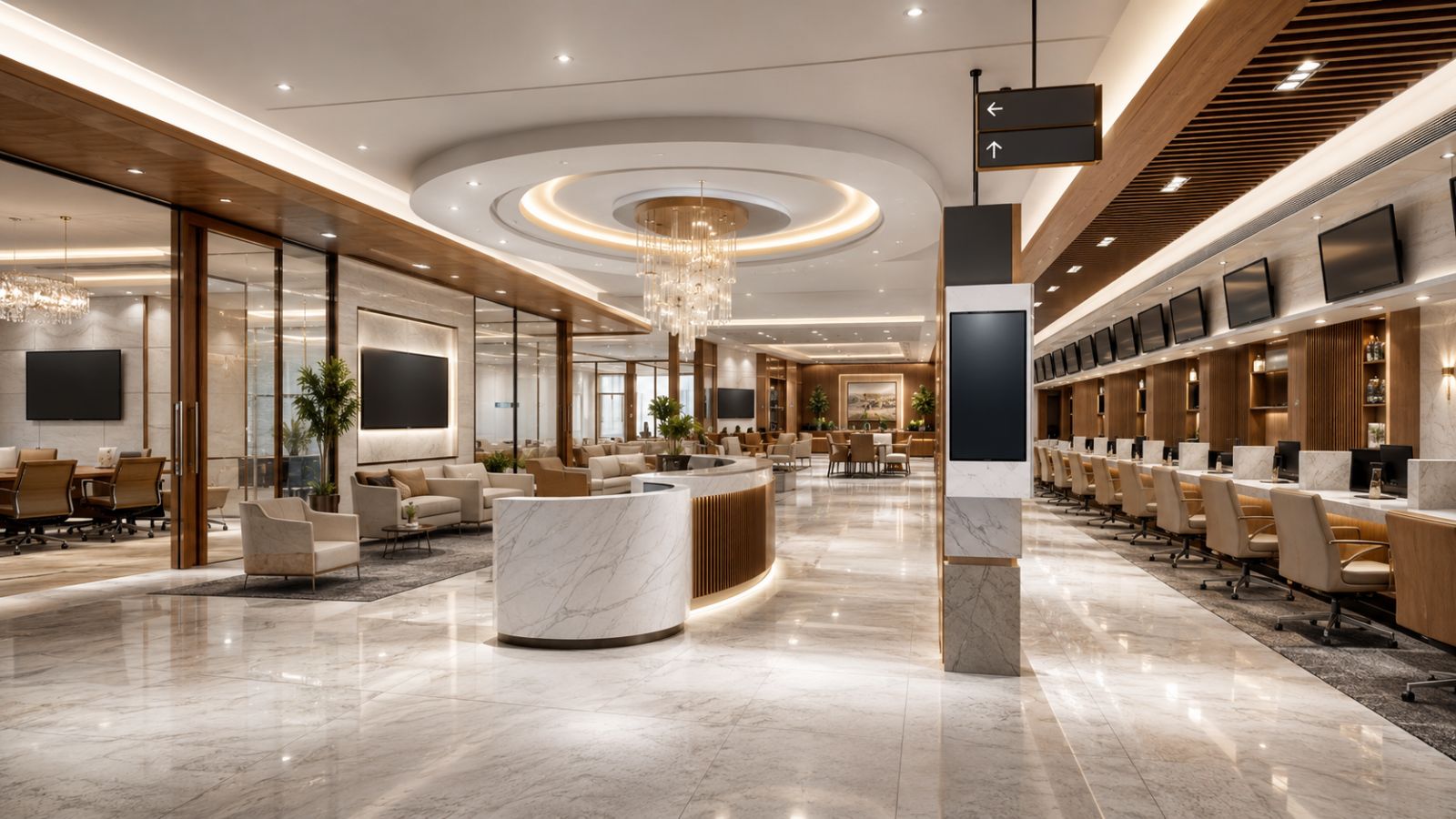 Mẫu văn phòng giao dịch trên 200m2 quy mô lớn sang trọng