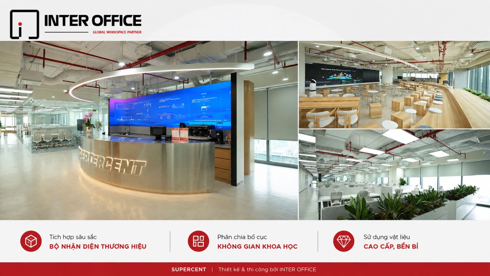 Thiết kế văn phòng supercent đáp ứng 3 đặc trưng của phong cách corporate theo khu vực các khu vực chức năng
