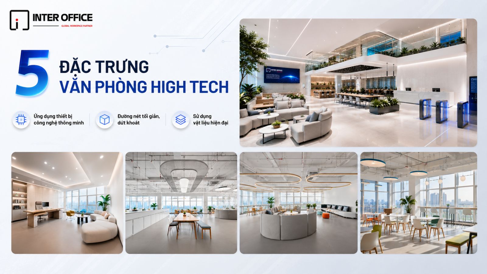 Alt text đề xuất:5 đặc trưng văn phòng High Tech - ứng dụng công nghệ, tối giản và vật liệu hiện đại - Inter Office