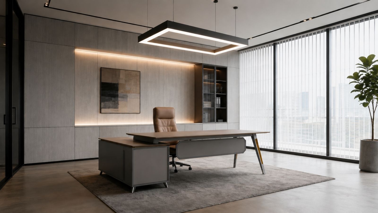 Phòng giám đốc hiện đại với đèn led thả trần
