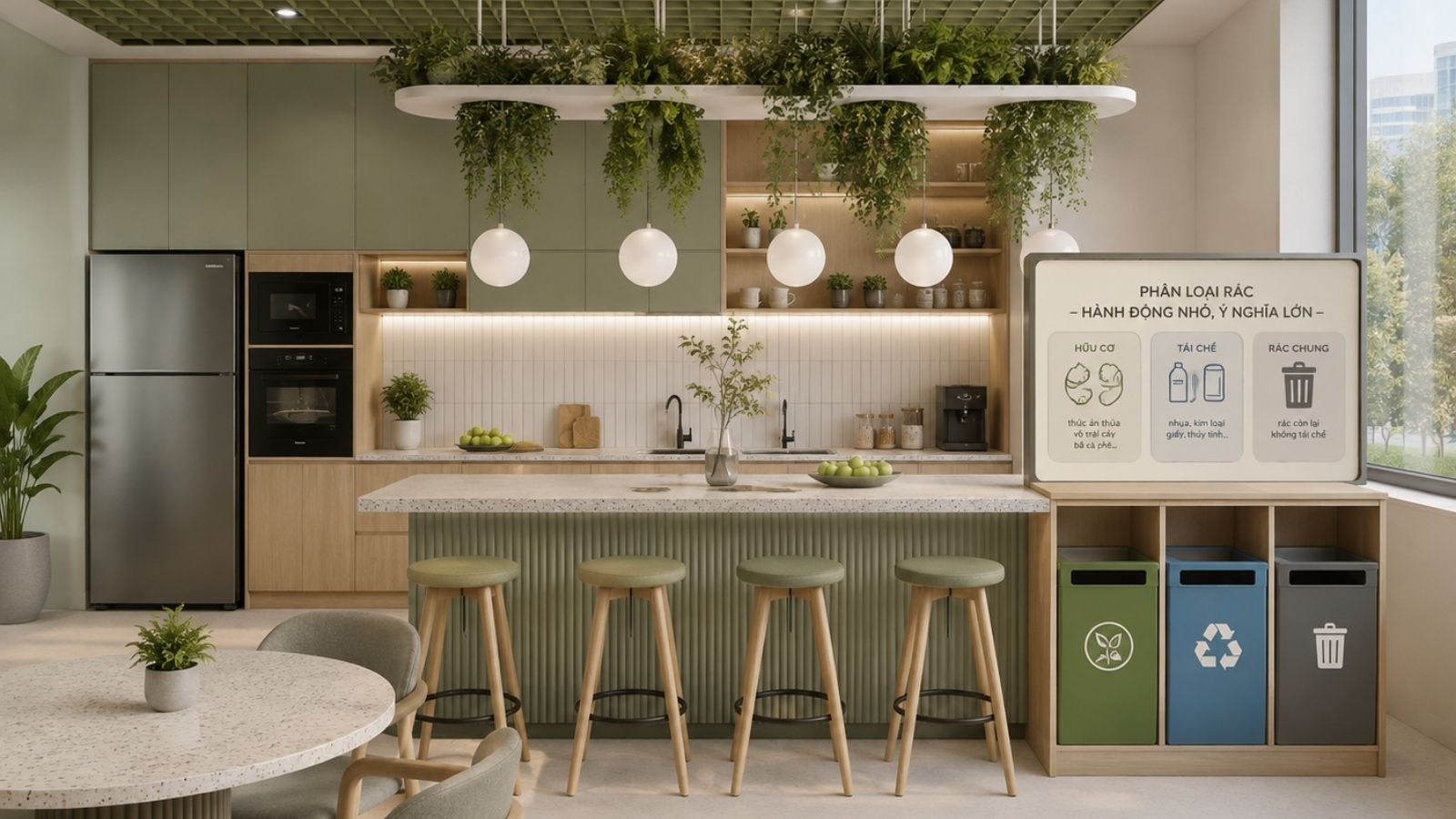 Pantry kết hợp với thùng phân loại rác